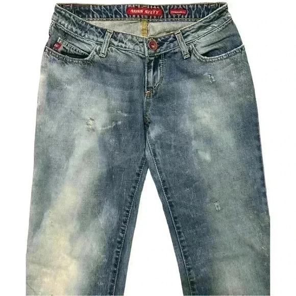 Miss Sixty Vintage Extra Low Ty Acid Wash Italian Straight Jeans - Picture 5 of 9